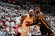 MIAMI, FL - MAY 26: LeBron James #6 of the Miami Heat battles for position against Roy Hibbert #55 of the Indiana Pacers in Game Four of the Eastern Conference Semifinals during the 2014 NBA Playoffs on May 26, 2014 at American Airlines Arena in Miami, Fl