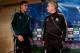 MADRID, SPAIN - APRIL 02: Head coach Jose Mourinho (R) and Real madrid player Raphael varane prior to start a press conference ahead of the UEFA Champions League Quarterfinal match between Real Madrid and Galatasaray AS at Santiago Bernabeu Stadium on Ap