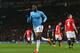 MANCHESTER, ENGLAND - MARCH 25: Yaya Toure of Manchester City celebrates scoring the third goal during the Barclays Premier League match between Manchester United and Manchester City at Old Trafford on March 25, 2014 in Manchester, England. (Photo by Al
