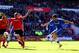 CARDIFF, WALES - MAY 11: Eden Hazard of Chelsea shoots past Steven Caulker of Cardiff City during the Barclays Premier League match between Cardiff City and Chelsea at Cardiff City Stadium on May 11, 2014 in Cardiff, Wales. (Photo by Michael Steele/Gett
