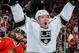CHICAGO, IL - MAY 21: Tyler Toffoli #73 of the Los Angeles Kings reacts after scoring against the Chicago Blackhawks in the third period, as Nick Leddy #8 of the Blackhawks stands behind, in Game Two of the Western Conference Final during the 2014 NHL Sta