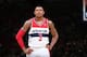 INDIANAPOLIS, IND - MAY 15: Bradley Beal #3 of the Washington Wizards looks on against the Indiana Pacers in Game Six of the Eastern Conference Semi-Finals during the 2014 NBA Playoffs at the Verizon Center on May 15, 2014 in Washington, DC. NOTE TO USER