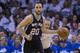 OKLAHOMA CITY, OK - May 27: Manu Ginobili #20 of the San Antonio Spurs dribbles up the court against the Oklahoma City Thunder in Game 4 of the Western Conference Finals during the 2014 NBA Playoffs at the Chesapeake Arena on May 27, 2014 in Oklahoma City
