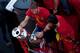 MADRID, SPAIN - JULY 02: Sergio Ramos (L) of Spain celebrates with the UEFA EURO 2012 trophy on a double-decker bus during the Spanish team's victory parade on July 2, 2012 in Madrid, Spain. Spain beat Italy 4-0 in the UEFA EURO 2012 final match in Kiev,
