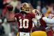 LANDOVER, MD - DECEMBER 08: Quarterback Robert Griffin III #10 of the Washington Redskins throws a pass in the first half during an NFL game against the Kansas City Chiefs at FedExField on December 8, 2013 in Landover, Maryland. (Photo by Patrick McDerm