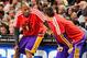 CHARLOTTE, NC - FEBRUARY 8: Kobe Bryant #24 and Steve Nash #10 of the Los Angeles Lakers, wearing shirts in honor of Chinese New Year, wait to check into a game against the Charlotte Bobcats at Time Warner Cable Arena on February 8, 2013 in Charlotte, Nor