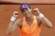 Garbine Muguruza celebrates her win over defending champion Serena Williams at the 2014 French Open.