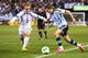 ST. LOUIS, MO - NOVEMBER 18: Angel Di Maria #7 drives to the goal against Avdija Vrsajevic #2 of Bosnia-Herzegovina during the international friendly match between Bosnia-Herzegovina and Argentina at Busch Stadium on November 18, 2013 in St. Louis, Missou