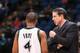 MINNEAPOLIS - MARCH 17: Randy Foye #4 and head coach Randy Wittman of the Minnesota Timberwolves talk during the NBA game against the Los Angeles Clippers on March 17, 2008 at the Target Center in Minneapolis, Minnesota. NOTE TO USER: User expressly ack