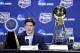 Apr 3, 2014; Arlington, TX, USA; Doug McDermott of Creighton addresses the media after winning the AP player of the year award during a press conference prior to the Div I Mens Basketaball Championship tournament at AT&T Stadium. Mandatory Credit: Bob Do