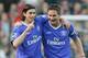 MANCHESTER, UNITED KINGDOM - MAY 10: (L- R)Tiago of Chelsea is congratulated by team mate Frank Lampard after scoring Chelsea's first goal of the game during the FA Barclays Premiership match between Manchester United and Chelsea at Old Trafford on May 1