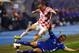 ZAGREB, CROATIA - NOVEMBER 19: Ivica Olic (top) of Croatia is challenged by Ragnar Sigurdsson of Iceland during the FIFA 2014 World Cup Qualifier play-off second leg match between Croatia and Iceland at Maksimir Stadium on November 19, 2013 in Zagreb, Cro
