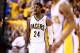 INDIANAPOLIS, IN - MAY 28: Paul George #24 of the Indiana Pacers reacts against the Miami Heat during Game Five of the Eastern Conference Finals of the 2014 NBA Playoffs at Bankers Life Fieldhouse on May 28, 2014 in Indianapolis, Indiana. NOTE TO USER: Us