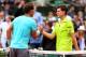 PARIS, FRANCE - MAY 29: Rafael Nadal of Spain shakes hands with Dominic Thiem of Austria at the net after their men's singles match on day five of the French Open at Roland Garros on May 29, 2014 in Paris, France. (Photo by Clive Brunskill/Getty Images)