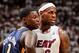 MIAMI, FL - MAY 30: LeBron James #6 of the Miami Heat is guarded by Lance Stephenson #1 of the Indiana Pacers in Game Five of the Eastern Conference Finals during the 2013 NBA Playoffs on May 30, 2013 at American Airlines Arena in Miami, Florida. NOTE TO