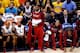 INDIANAPOLIS, IN - MAY 28: LeBron James #6 of the Miami Heat looks on from the bench against the Indiana Pacers during Game Five of the Eastern Conference Finals of the 2014 NBA Playoffs at Bankers Life Fieldhouse on May 28, 2014 in Indianapolis, Indiana.