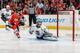CHICAGO, IL - MAY 28: Ben Smith #28 of the Chicago Blackhawks scores on goalie Jonathan Quick #32 of the Los Angeles Kings in the third period in Game Five of the Western Conference Final during the 2014 NHL Stanley Cup Playoffs at the United Center on Ma
