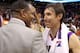 PHOENIX, AZ - APRIL 25: Steve Nash #13 of the Phoenix Suns talks with head coach Alvin Gentry following the NBA game against the San Antonio Spurs at US Airways Center on April 25, 2012 in Phoenix, Arizona. The Spurs defeated the Suns 110-106. NOTE TO