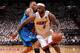 MIAMI, FL - JUNE 12: LeBron James #6 of the Miami Heat drives to the basket against Shawn Marion #0 of the Dallas Mavericks during Game Six of the 2011 NBA Finals on June 12, 2011 at the American Airlines Arena in Miami, Florida. NOTE TO USER: User expre