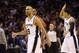 SAN ANTONIO, TX - MAY 29: Tony Parker #9 of the San Antonio Spurs reacts after a play in the third quarter against the Oklahoma City Thunder during Game Five of the Western Conference Finals of the 2014 NBA Playoffs at AT&T Center on May 29, 2014 in San A