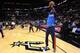 SAN ANTONIO, TX - MAY 29: Kevin Durant #35 of the Oklahoma City Thunder warms up before the game against the San Antonio Spurs in Game Five of the Western Conference Finals during the 2014 NBA Playoffs on May 29, 2014 at the AT&T Center in San Antonio, T