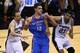SAN ANTONIO, TX - MAY 29: Steven Adams #12 of the Oklahoma City Thunder fights for position with Manu Ginobili #20 and Tim Duncan #21 of the San Antonio Spurs in the first half during Game Five of the Western Conference Finals of the 2014 NBA Playoffs at