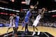 SAN ANTONIO, TX - MAY 29: Tony Parker #9 of the San Antonio Spurs shoots against Serge Ibaka #9 of the Oklahoma City Thunder in the first half during Game Five of the Western Conference Finals of the 2014 NBA Playoffs at AT&T Center on May 29, 2014 in Sa