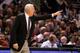 SAN ANTONIO, TX - MAY 29: Head coach Gregg Popovich of the San Antonio Spurs reacts on the sideline in the second quarter against the Oklahoma City Thunder during Game Five of the Western Conference Finals of the 2014 NBA Playoffs at AT&T Center on May 29