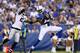 INDIANAPOLIS, IN - SEPTEMBER 08: Dwayne Allen #83 of the Indianapolis Colts catches a touchdown pass during the Colts 21-17 win over the Oakland Raiders at Lucas Oil Stadium on September 8, 2013 in Indianapolis, Indiana. (Photo by Andy Lyons/Getty Image