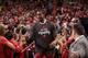 PORTLAND, OR - MAY 12: LaMarcus Aldridge #12 of the Portland Trail Blazers enters the court before Game Four of the Western Conference Semifinals against the San Antonio Spurs during the 2014 NBA Playoffs on May 12, 2014 at the Moda Center in Portland, Or