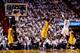 MIAMI, FL - MAY 30: Chris Bosh #1 of the Miami Heat takes a shot over Roy Hibbert #55 of the Indiana Pacers during Game Six of the Eastern Conference Finals of the 2014 NBA Playoffs at American Airlines Arena on May 30, 2014 in Miami, Florida. NOTE TO US
