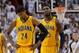 May 30, 2014; Miami, FL, USA; Indiana Pacers forward Paul George (24) and center Roy Hibbert (55) react during the second half in game six of the Eastern Conference Finals of the 2014 NBA Playoffs against the Miami Heat at American Airlines Arena. Mandato