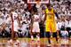 MIAMI, FL - MAY 30: Paul George #24 of the Indiana Pacers walks to the bench at the end of the first quarter against the Miami Heat during Game Six of the Eastern Conference Finals of the 2014 NBA Playoffs at American Airlines Arena on May 30, 2014 in Mi