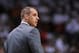 May 26, 2014; Miami, FL, USA; Indiana Pacers head coach Frank Vogel court side against the Miami Heat in game four of the Eastern Conference Finals of the 2014 NBA Playoffs at American Airlines Arena. The Heat won 102-90. Mandatory Credit: Steve Mitchell-