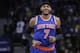 Mar 30, 2014; Oakland, CA, USA; New York Knicks forward Carmelo Anthony (7) smiles on the court against the Golden State Warriors in the first quarter at Oracle Arena. Mandatory Credit: Cary Edmondson-USA TODAY Sports