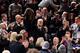 NEW YORK, NY - MARCH 19: Knicks legend Phil Jackson waves as he is welcomed back as President of the New York Knicks during a game against the indiana Pacers at Madison Square Garden in New York City on March 19, 2014. NOTE TO USER: User expressly acknow