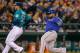 Leone had some control issues in April, including on this wild pitch against the Texas Rangers, but he is quickly cutting down his walk rate.