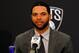 July 13, 2012; Brooklyn, NY, USA; Brooklyn Nets point guard Deron Williams addresses the media at a press conference at Brooklyn Borough Hall. Mandatory Credit: Debby Wong-USA TODAY Sports