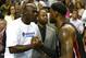 CHARLOTTE, NC - APRIL 28: LeBron James #6 of the Miami Heat hugs Michael Jordan after defeating the Charlotte Bobcats 109-98 in Game Four of the Eastern Conference Quarterfinals during the 2014 NBA Playoffs at Time Warner Cable Arena on April 28, 2014 in