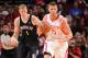 HOUSTON, TX - NOVEMBER 29: Chandler Parsons #25 of the Houston Rockets dribbles the ball against Mason Plumlee #1 of the Brooklyn Nets on November 29, 2013 at the Toyota Center in Houston, Texas. NOTE TO USER: User expressly acknowledges and agrees that,