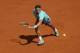 May 31, 2014; Paris, France; Rafael Nadal (ESP) in action during his match against Leonardo Mayer (ARG, not pictured) on day seven at the 2014 French Open at Roland Garros. Mandatory Credit: Susan Mullane-USA TODAY Sports