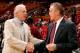 MIAMI - OCTOBER 23: Head coach Gregg Popovich of the San Antonio Spurs greets head coach Pat Riley of the Miami Heat before the game at American Airlines Arena on October 23, 2007 in Miami, Florida. The Spurs won 104-87. NOTE TO USER: User expressly ac