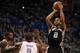 May 31, 2014; Oklahoma City, OK, USA; San Antonio Spurs forward Kawhi Leonard (2) attempts a shot against the Oklahoma City Thunder during the fourth quarter in game six of the Western Conference Finals of the 2014 NBA Playoffs at Chesapeake Energy Arena.