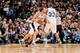 SAN ANTONIO, TX - JUNE 16: Manu Ginobili #20 of the San Antonio Spurs drives off a screen by teammate Boris Diaw #33 against the Miami Heat during Game Five of the 2013 NBA Finals on June 16, 2013 at AT&T Center in San Antonio, Texas. NOTE TO USER: User e