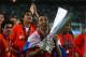 ISTANBUL, TURKEY - MAY 20: Darijo Srna of Shakhtar Donetsk holds the UEFA Cup Trophy following his team's victory after extra time at the end of the UEFA Cup Final between Shakhtar Donetsk and Werder Bremen at the Sukru Saracoglu Stadium on May 20, 2009