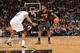 SAN ANTONIO, TX - MARCH 6: LeBron James #6 of the Miami Heat handles the ball against the San Antonio Spurs at the AT&T Center March 6, 2014 in San Antonio, Texas. NOTE TO USER: User expressly acknowledges and agrees that, by downloading and or using this