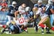 Oct 20, 2013; Nashville, TN, USA; Tennessee Titans running back Chris Johnson (28) is tackled by San Francisco 49ers linebacker NaVarro Bowman (53) during the first half at LP Field. Mandatory Credit: Don McPeak-USA TODAY Sports