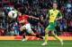 MANCHESTER, ENGLAND - APRIL 26: Javier Hernandez of Manchester United fires in a shot at goal during the Barclays Premier League match between Manchester United and Norwich City at Old Trafford on April 26, 2014 in Manchester, England. (Photo by Laurenc