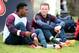 VALE DO LOBO, ALGARVE, PORTUGAL - MAY 21: Daniel Sturridge and Wayne Rooney relax during a training session at the England pre-World Cup Training Camp at the Vale Do Lobo Resort on May 21, 2014 in Vale Do Lobo, Algarve, Portugal. (Photo by Richard Heath