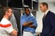 LONDON, ENGLAND - MAY 30: In this handout image provided by The FA, President of the Football Association Prince William, Duke of Cambridge speaks to England players Wayne Rooney and Daniel Sturridge in the team changing room after the International Frien